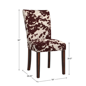 Wingston Cowhide Print Upholstered Dining Chair with Solid Wood Legs Set of 2