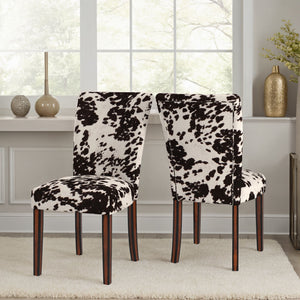 Wingston Cowhide Print Upholstered Dining Chair with Espresso Wood Frame