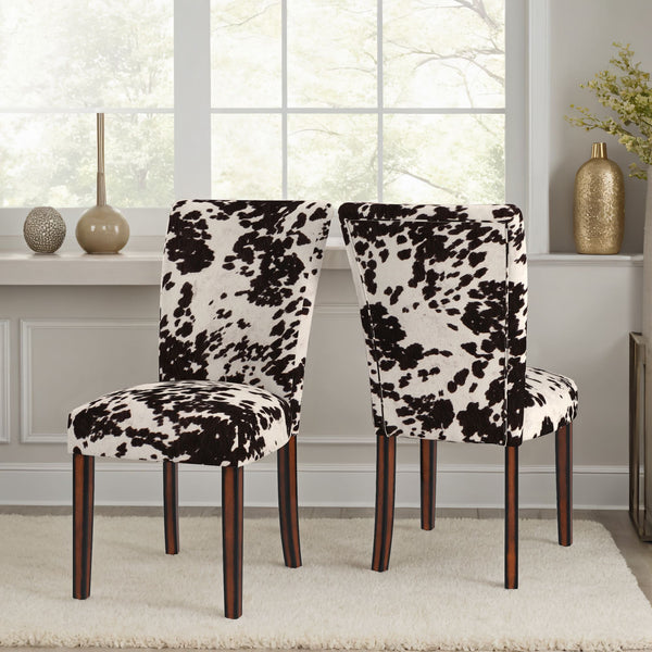 Wingston Cowhide Print Upholstered Dining Chair with Espresso Wood Frame