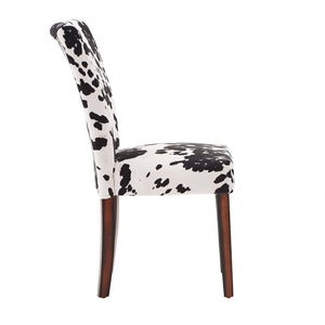 Wingston Cowhide Print Upholstered Dining Chair with Espresso Wood Frame