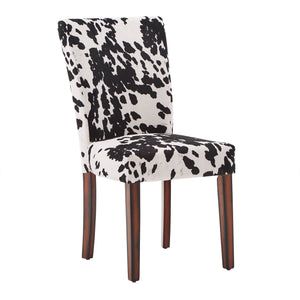 Wingston Cowhide Print Upholstered Dining Chair with Espresso Wood Frame
