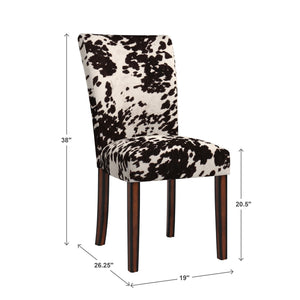 Wingston Cowhide Print Upholstered Dining Chair with Espresso Wood Frame