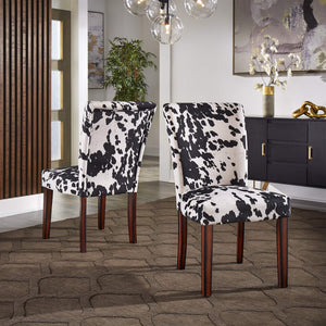 Wingston Cowhide Print Upholstered Dining Chair with Espresso Wood Frame