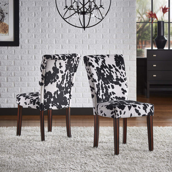 Wingston Cowhide Print Upholstered Dining Chair with Espresso Wood Frame