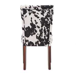 Wingston Cowhide Print Upholstered Dining Chair with Espresso Wood Frame