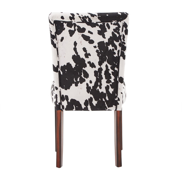 Wingston Cowhide Print Upholstered Dining Chair with Espresso Wood Frame