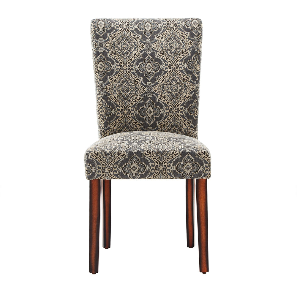 Homelegance Wingston Patterned Fabric Dining Chair Set Rubberwood Frame Espresso Finish 721F29S