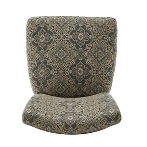 Wingston Patterned Fabric Dining Chair Set Rubberwood Frame Espresso Finish