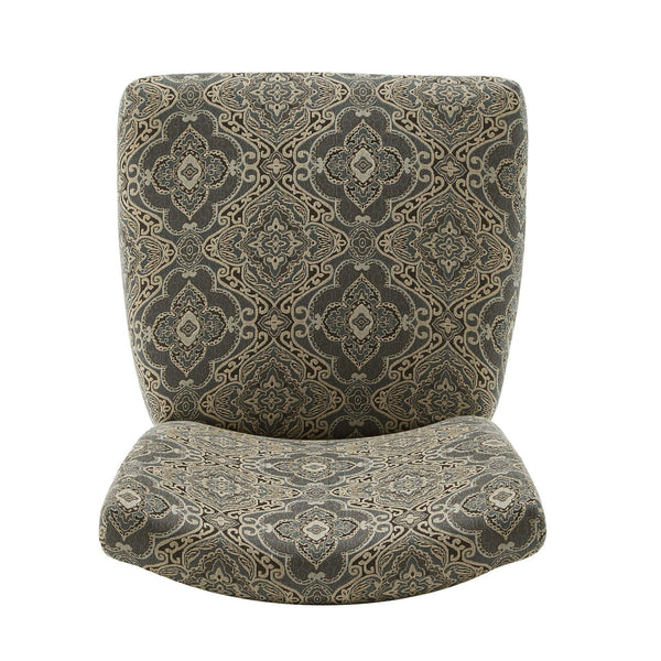 Wingston Patterned Fabric Dining Chair Set Rubberwood Frame Espresso Finish