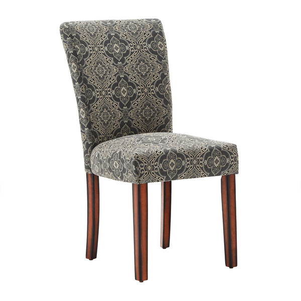 Wingston Patterned Fabric Dining Chair Set Rubberwood Frame Espresso Finish