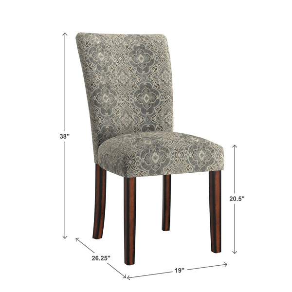 Wingston Patterned Fabric Dining Chair Set Rubberwood Frame Espresso Finish