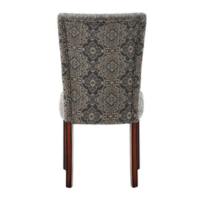 Wingston Patterned Fabric Dining Chair Set Rubberwood Frame Espresso Finish