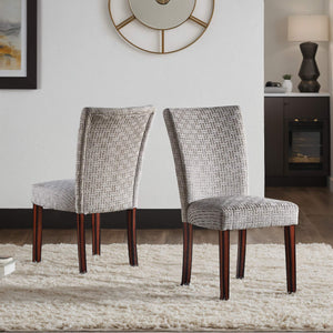 Wingston Geometric Fabric Dining Chair Set with Espresso Wood Legs