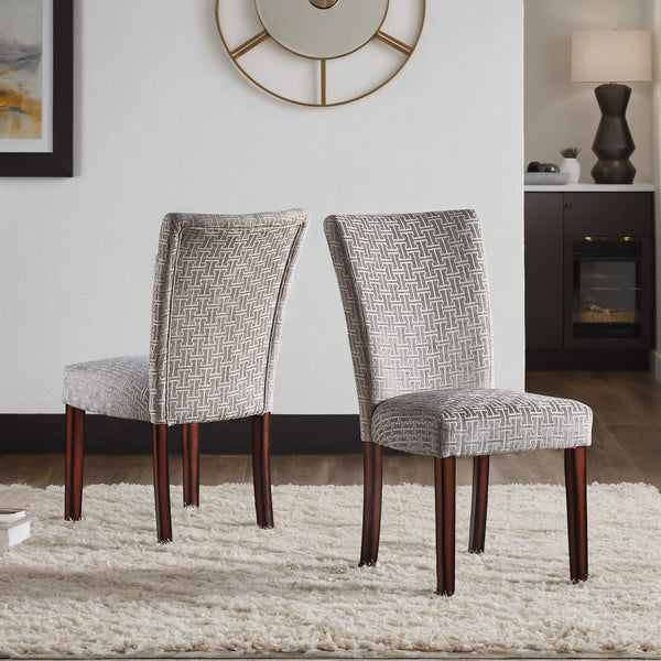 Wingston Geometric Fabric Dining Chair Set with Espresso Wood Legs