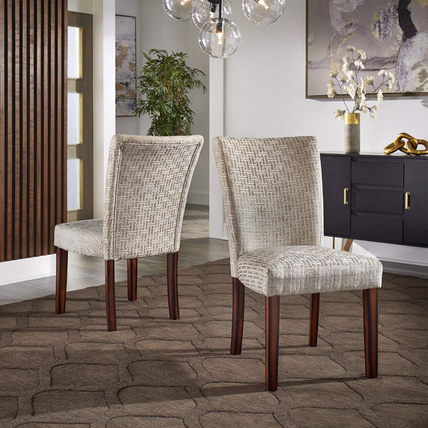 Wingston Geometric Fabric Dining Chair Set with Espresso Wood Legs