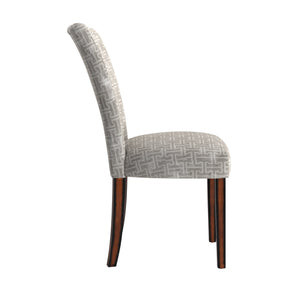 Wingston Geometric Fabric Dining Chair Set with Espresso Wood Legs