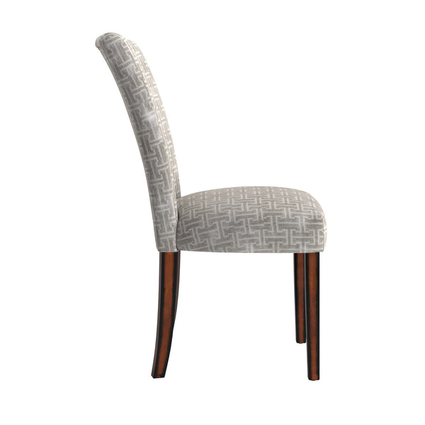 Wingston Geometric Fabric Dining Chair Set with Espresso Wood Legs