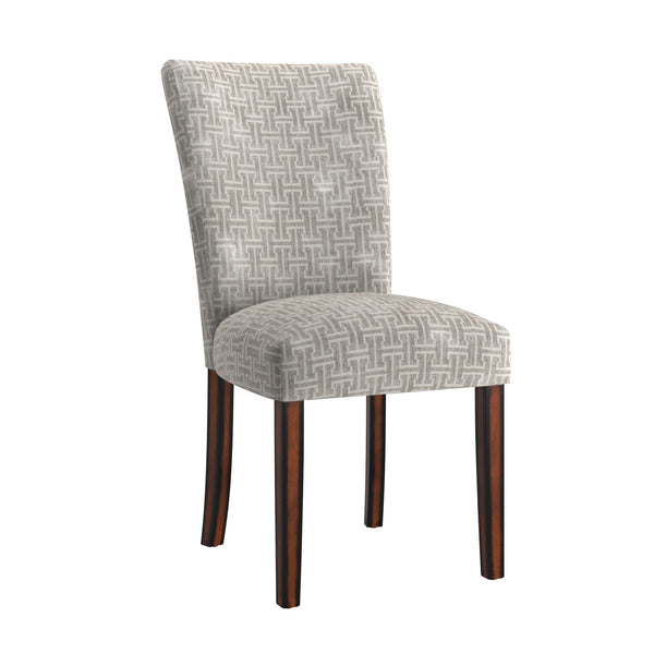 Wingston Geometric Fabric Dining Chair Set with Espresso Wood Legs