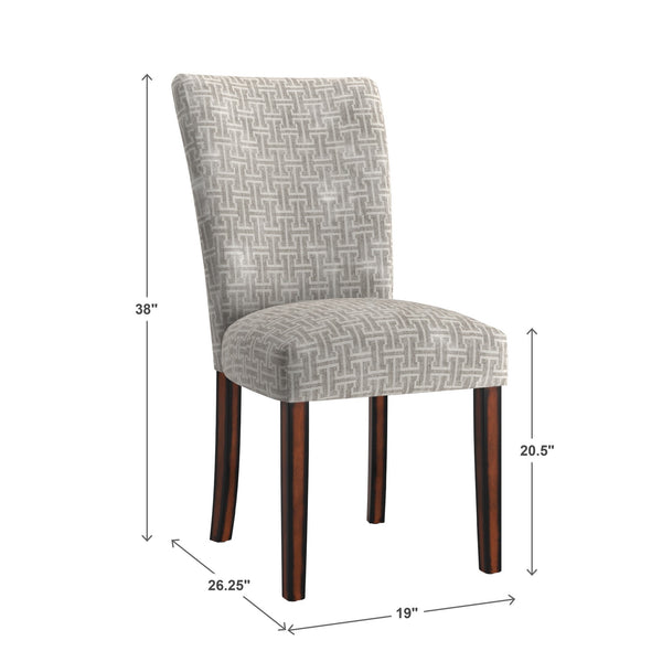 Wingston Geometric Fabric Dining Chair Set with Espresso Wood Legs