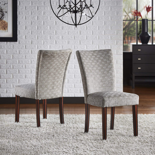 Wingston Geometric Fabric Dining Chair Set with Espresso Wood Legs