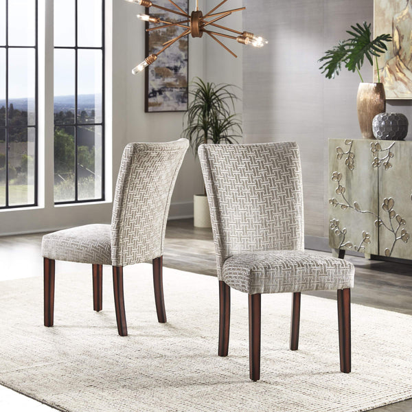 Wingston Geometric Fabric Dining Chair Set with Espresso Wood Legs