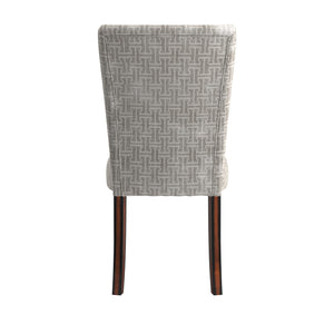 Wingston Geometric Fabric Dining Chair Set with Espresso Wood Legs