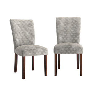 Wingston Geometric Fabric Dining Chair Set with Espresso Wood Legs