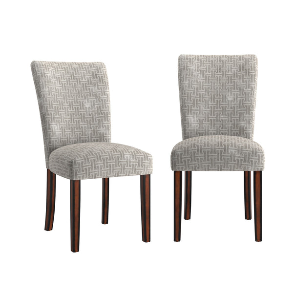 Wingston Geometric Fabric Dining Chair Set with Espresso Wood Legs