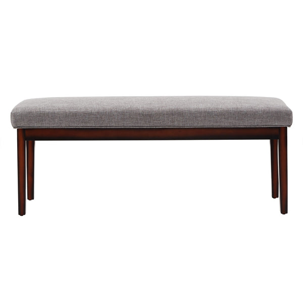 Wingston Upholstered Bench with Espresso Wood Base for Entryway or Bedroom Accent
