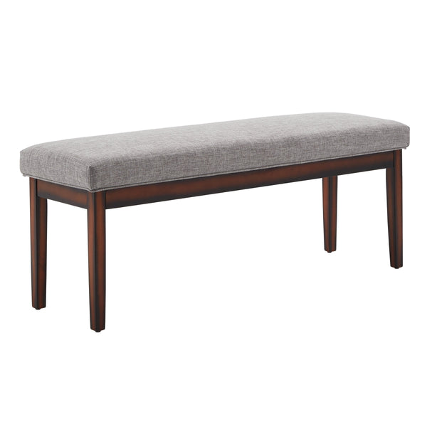 Wingston Upholstered Bench with Espresso Wood Base for Entryway or Bedroom Accent