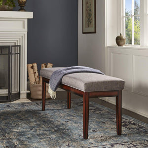 Wingston Upholstered Bench with Espresso Wood Base for Entryway or Bedroom Accent