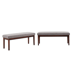 Wingston Upholstered Bench with Espresso Wood Base for Entryway or Bedroom Accent