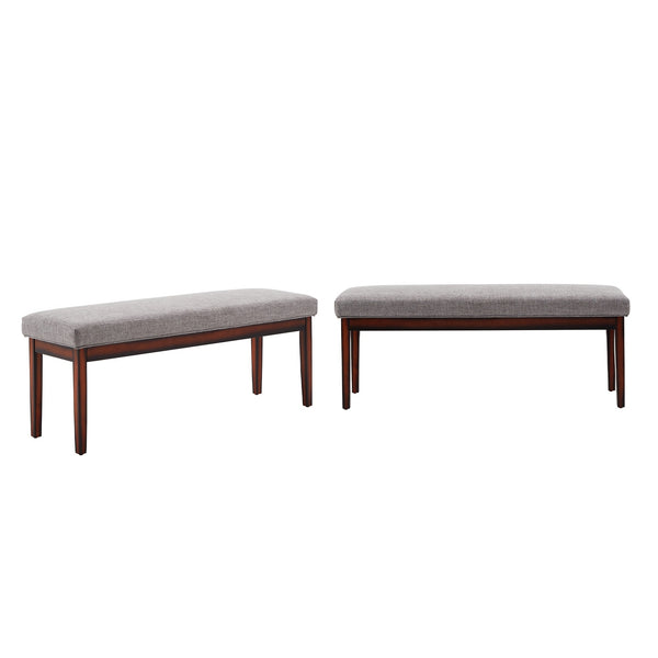 Wingston Upholstered Bench with Espresso Wood Base for Entryway or Bedroom Accent