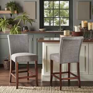 Wingston Upholstered Counter Stools Set of Two with Solid Rubberwood Frame