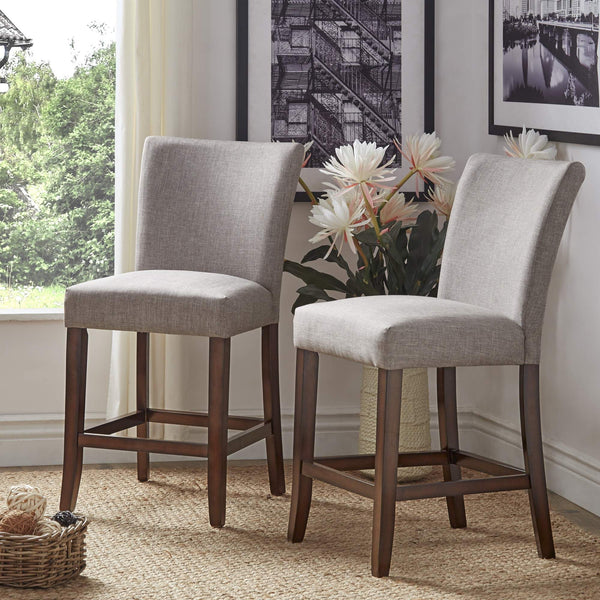 Wingston Upholstered Counter Stools Set of Two with Solid Rubberwood Frame