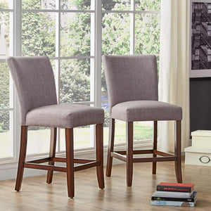 Wingston Upholstered Counter Stools Set of Two with Solid Rubberwood Frame