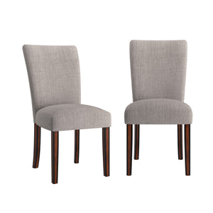 Wingston Upholstered Dining Chair Set with Rubberwood Legs in Grey Linen