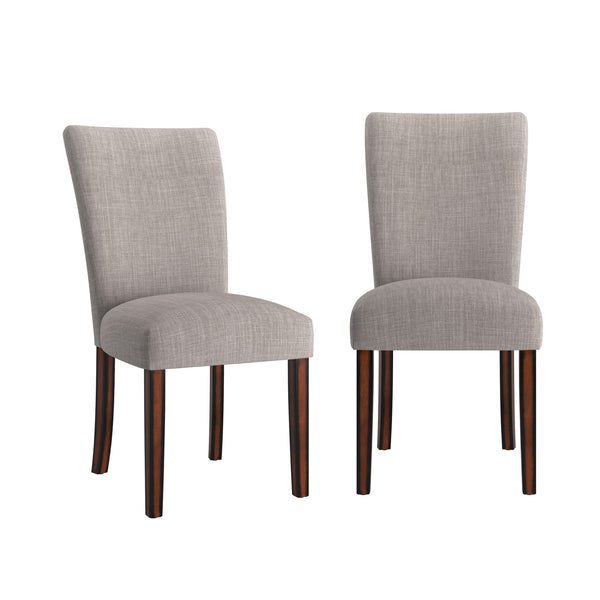Wingston Upholstered Dining Chair Set with Rubberwood Legs in Grey Linen
