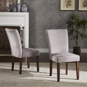 Wingston Upholstered Dining Chair Set with Rubberwood Legs in Grey Linen