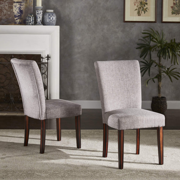 Wingston Upholstered Dining Chair Set with Rubberwood Legs in Grey Linen