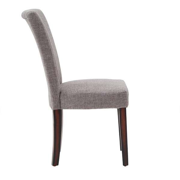 Wingston Upholstered Dining Chair Set with Rubberwood Legs in Grey Linen