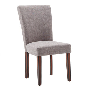Wingston Upholstered Dining Chair Set with Rubberwood Legs in Grey Linen