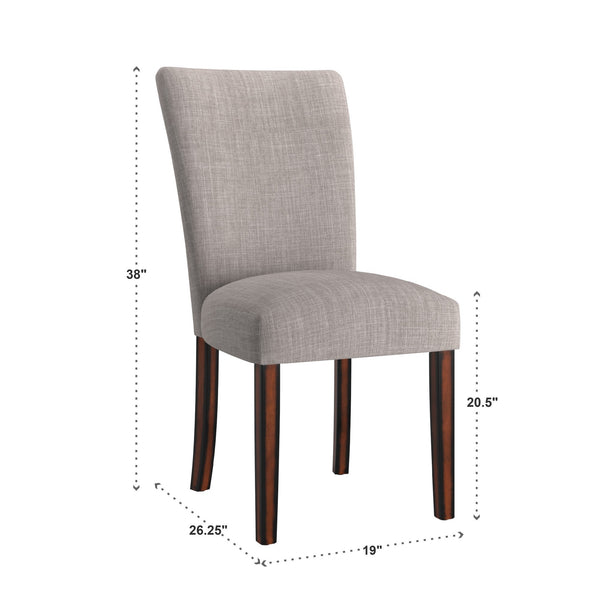 Wingston Upholstered Dining Chair Set with Rubberwood Legs in Grey Linen