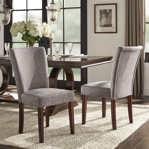 Wingston Upholstered Dining Chair Set with Rubberwood Legs in Grey Linen