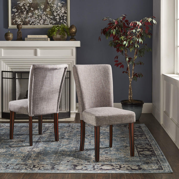 Wingston Upholstered Dining Chair Set with Rubberwood Legs in Grey Linen