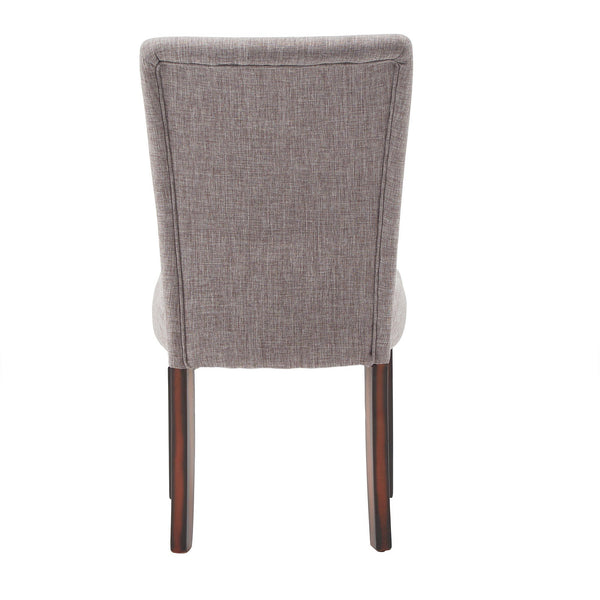 Wingston Upholstered Dining Chair Set with Rubberwood Legs in Grey Linen
