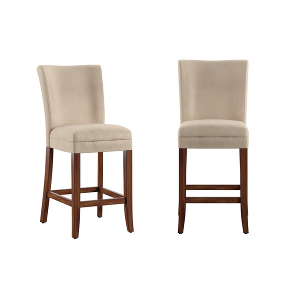Wingston Upholstered Counter Stools Set of Two with Solid Rubberwood Frame