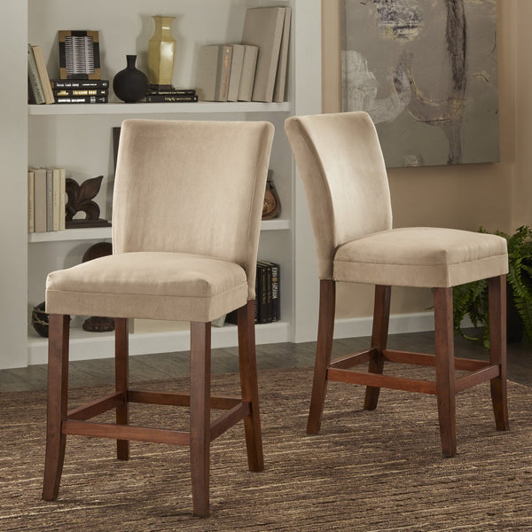 Wingston Upholstered Counter Stools Set of Two with Solid Rubberwood Frame