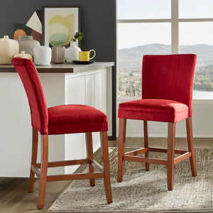 Wingston Upholstered Counter Stools Set of Two with Solid Rubberwood Frame