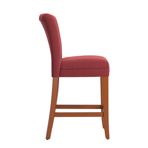 Wingston Upholstered Counter Stools Set of Two with Solid Rubberwood Frame
